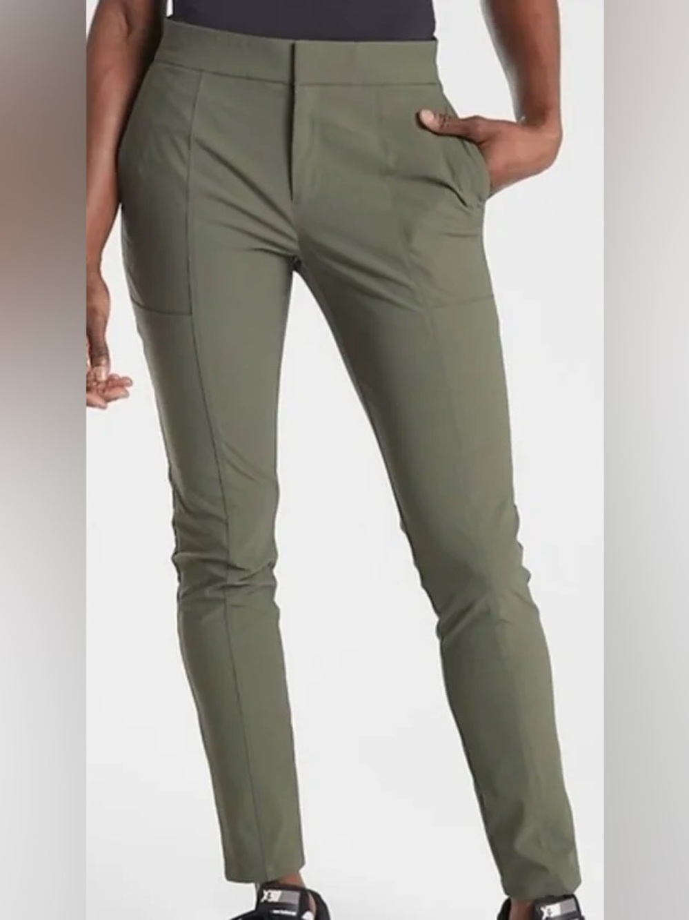 Athleta Wander Stash Skinny Pants Olive Green 10 tall long women’s stretch